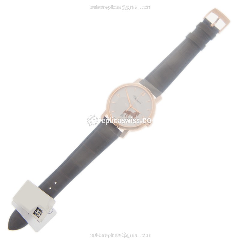 Chopard Classic 161278-5015 - Automatic - 18kt Rose Gold - White Dial - Alligator Brown Strap - View 2