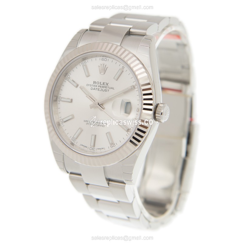 Rolex DATEJUST Replica - Automatic - Stainless Steel - Silver Dial - Steel Bracelet - View 3