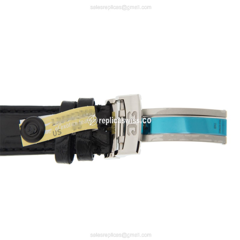 Glashutte Senator Skeletonized Automatic - Steel Case - Silver Dial - Black Alligator Strap - View 4