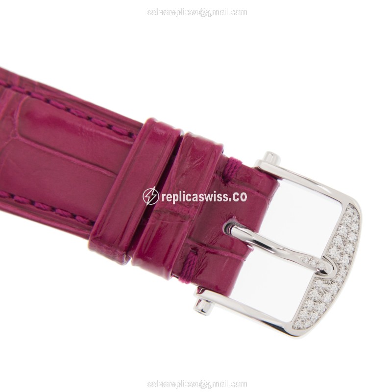 Breguet 7038BB/1T/9V6/D00D Replica - Automatic - White Gold - Diamond Dial - Silver - Red Alligator Buckle - View 4