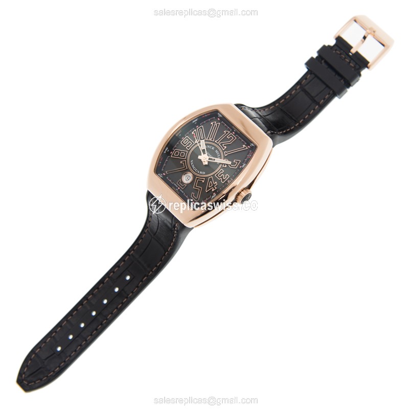 Franck Muller V 41 SC DT 5N.NR Vanguard - Auto - 18kt Rose Gold - Black Dial - Alligator Black Buckle - View 2