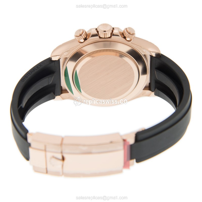 Rolex Daytona Replica - Auto - Rose Gold - Brown - Rubber - View 4