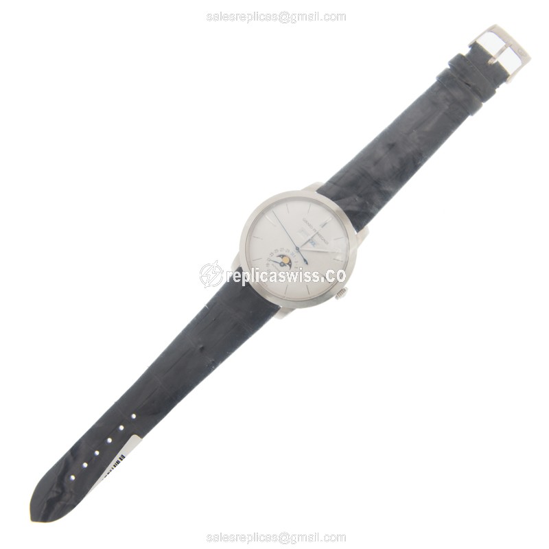 Girard Perregaux 1966 Replica - Automatic - 18kt White Gold - Black Dial, Alligator Strap - View 2