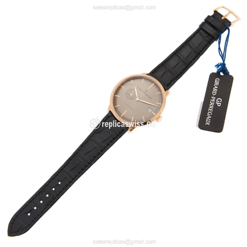 Girard Perregaux 1966 Replica - Automatic 18kt Rose Gold - Brown Dial - Black Alligator Buckle - View 2