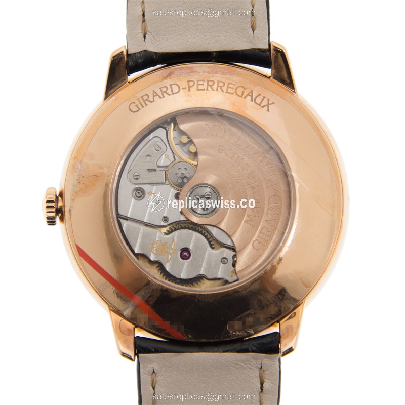 Girard Perregaux 1966 Replica - Automatic 18kt Rose Gold - Brown Dial - Black Alligator Buckle - View 3