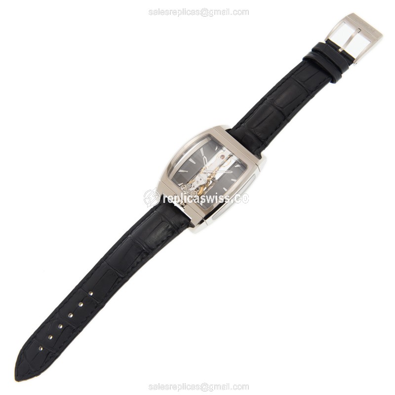 Corum BRIDGE Replica - Automatic - 18kt White Gold - Dark Grey Dial - Black Alligator Strap - View 2
