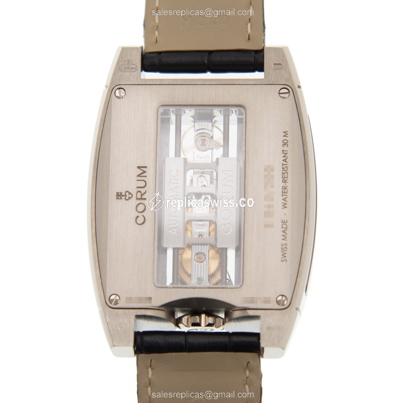 Corum BRIDGE Replica - Automatic - 18kt White Gold - Dark Grey Dial - Black Alligator Strap - View 3