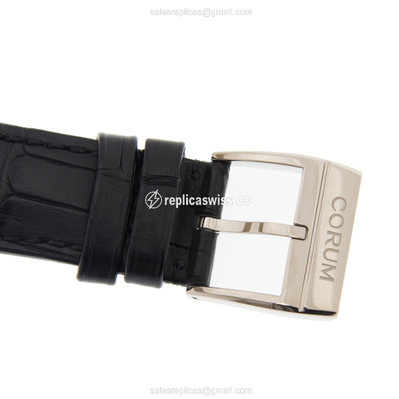 Corum BRIDGE Replica - Automatic - 18kt White Gold - Dark Grey Dial - Black Alligator Strap - View 4