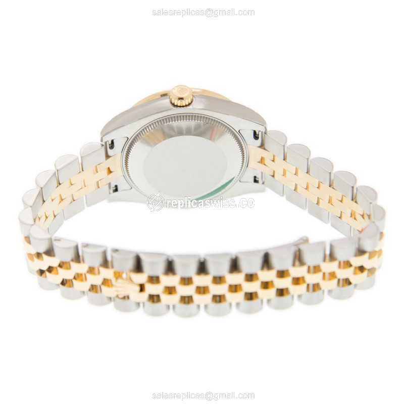 Rolex Datejust Lady Replica - 18kt Gold & Diamond - Automatic - Green Dial, Gold Strap - View 4