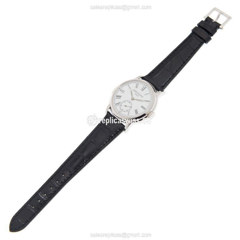 Patek Philippe 5078P-001 Grand Complications Replica - Automatic - Platinum Case - White Dial - Black Alligator Strap - View 2