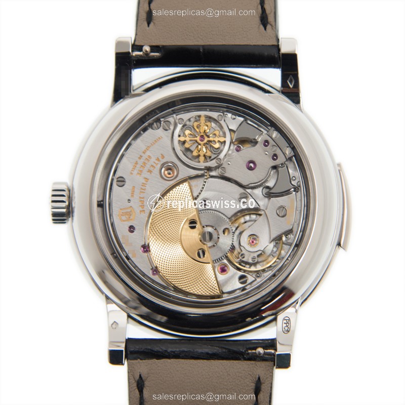Patek Philippe 5078P-001 Grand Complications Replica - Automatic - Platinum Case - White Dial - Black Alligator Strap - View 3
