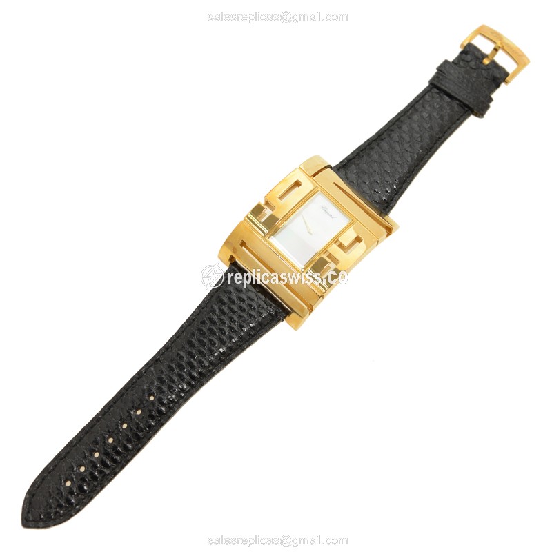 Chopard CLASSIQUE Quartz 18kt Gold/Steel - White Dial - Black Alligator Strap - Buckle Clasp - View 2