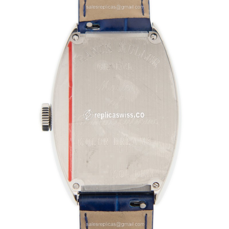Franck Muller 5851 Replica - Automatic - Steel - White Dial - Blue Alligator Strap - Buckle Clasp - View 3