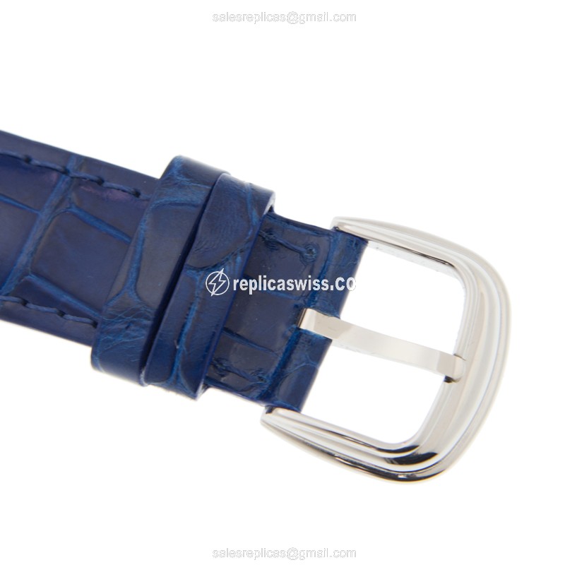 Franck Muller 5851 Replica - Automatic - Steel - White Dial - Blue Alligator Strap - Buckle Clasp - View 4
