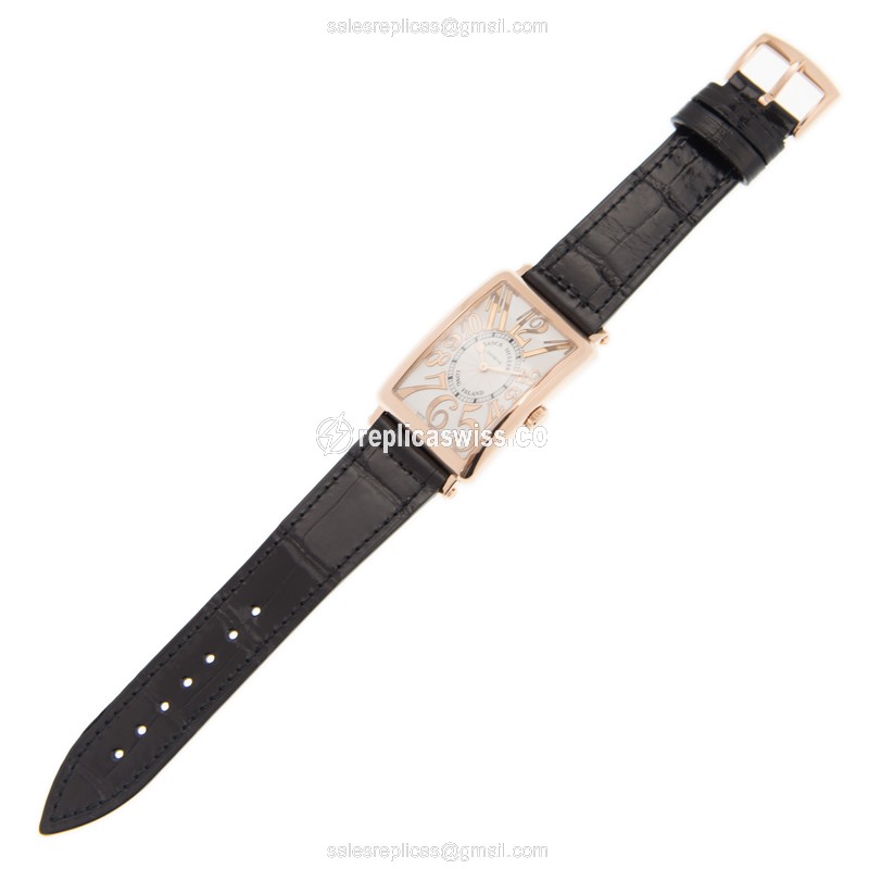 Franck Muller 952 QZ REL - Quartz - 18kt Rose Gold - Silver Dial - Alligator Black Buckle - View 2