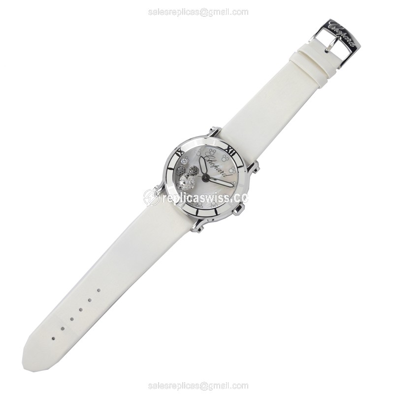Chopard Happy Sport Quartz Steel - White Dial Leather Strap Buckle - View 2