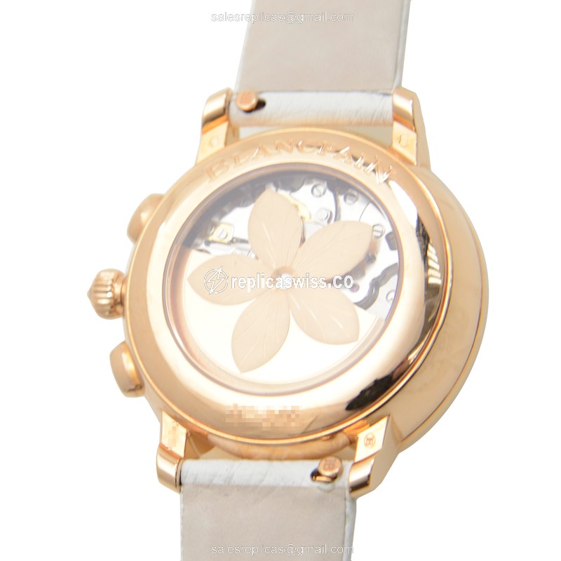 Blancpain 3626-2954-58A Replica - Automatic - 18kt Rose Gold - Diamond - White Dial - Leather Strap - View 3