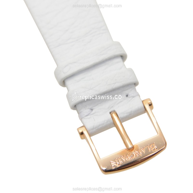Blancpain 3626-2954-58A Replica - Automatic - 18kt Rose Gold - Diamond - White Dial - Leather Strap - View 4