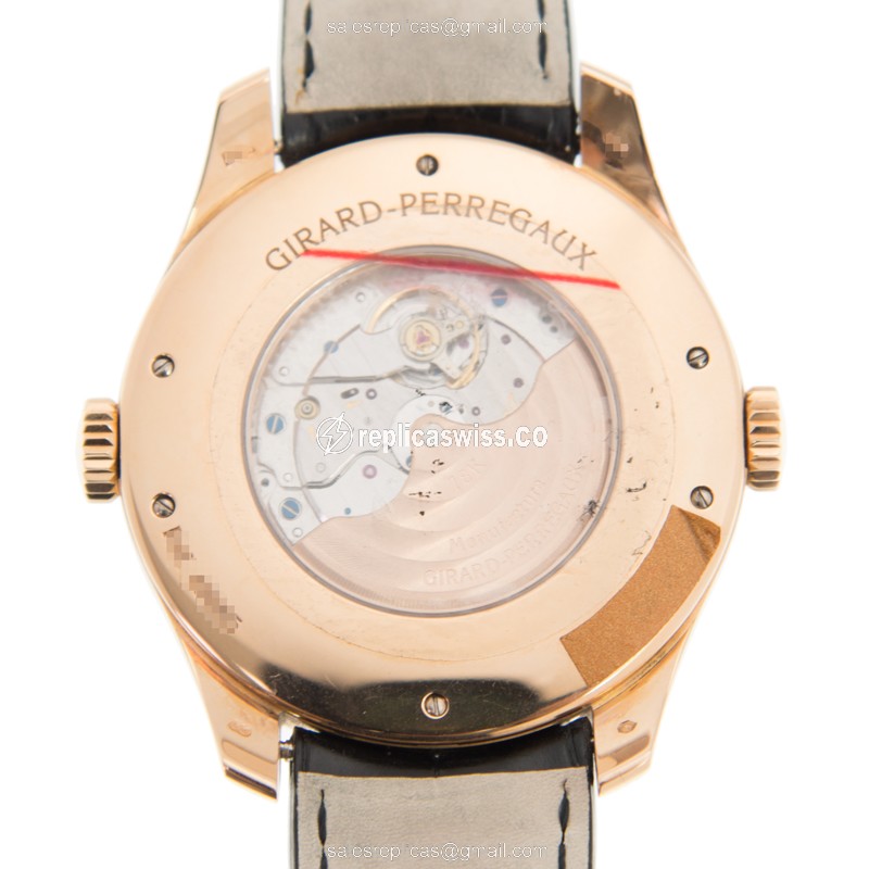 Girard Perregaux 49865-52-651-BA6A Automatic - 18kt Rose Gold - Black Dial - Alligator Black Strap - View 3