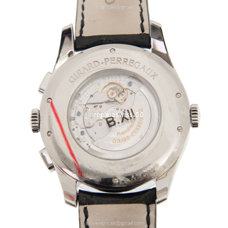 Girard Perregaux 1996 Automatic Replica - Steel Case - White Dial - Black Alligator Strap - View 3