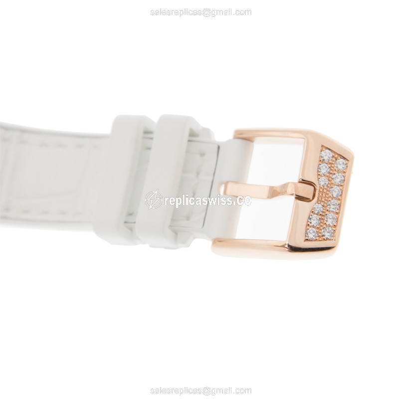 Franck Muller V32 SC AT FO D 18kt Rose Gold & Diamond Auto White Dial Buckle Alligator White - View 4