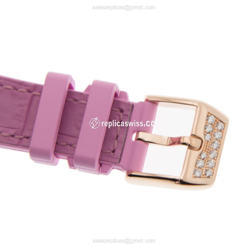Franck Muller V32 SC AT FO D - Automatic - 18kt Rose Gold - Diamond - White Dial - Pink Alligator Strap - View 4