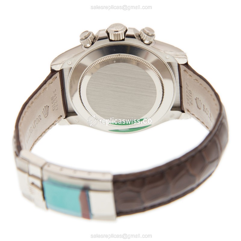 Rolex Daytona Replica: Automatic, 18kt Gold, Black Dial, Alligator Brown Strap - View 4