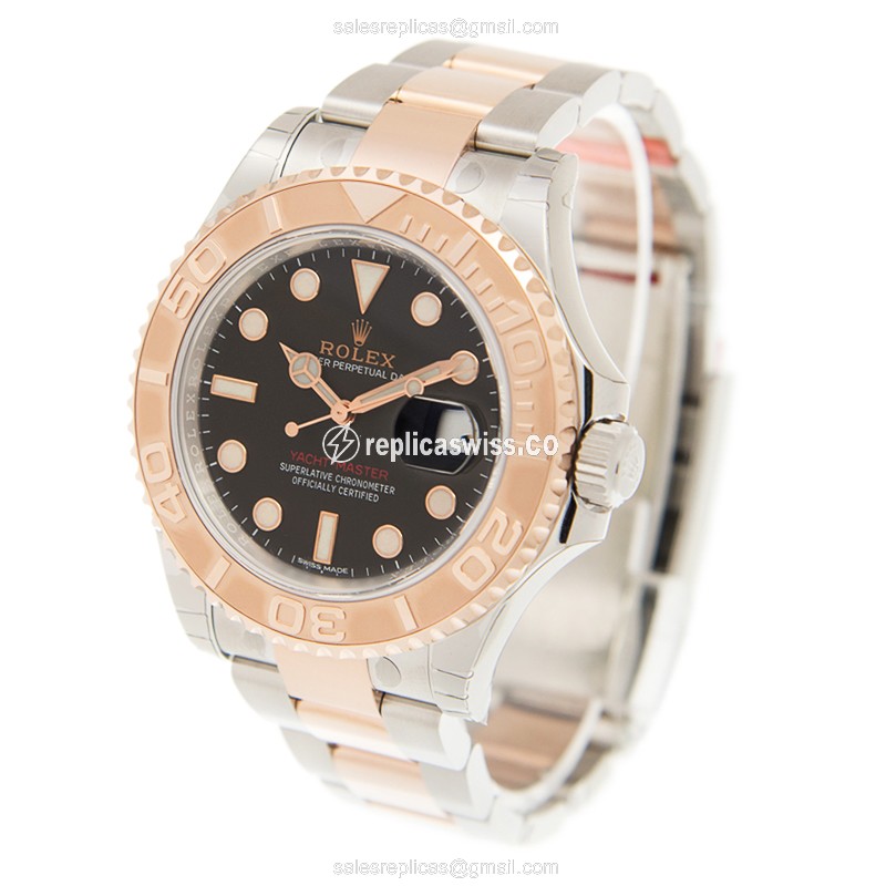 Rolex Yacht Master Replica - Automatic - 18kt Rose Gold & Steel - Black Dial - View 3