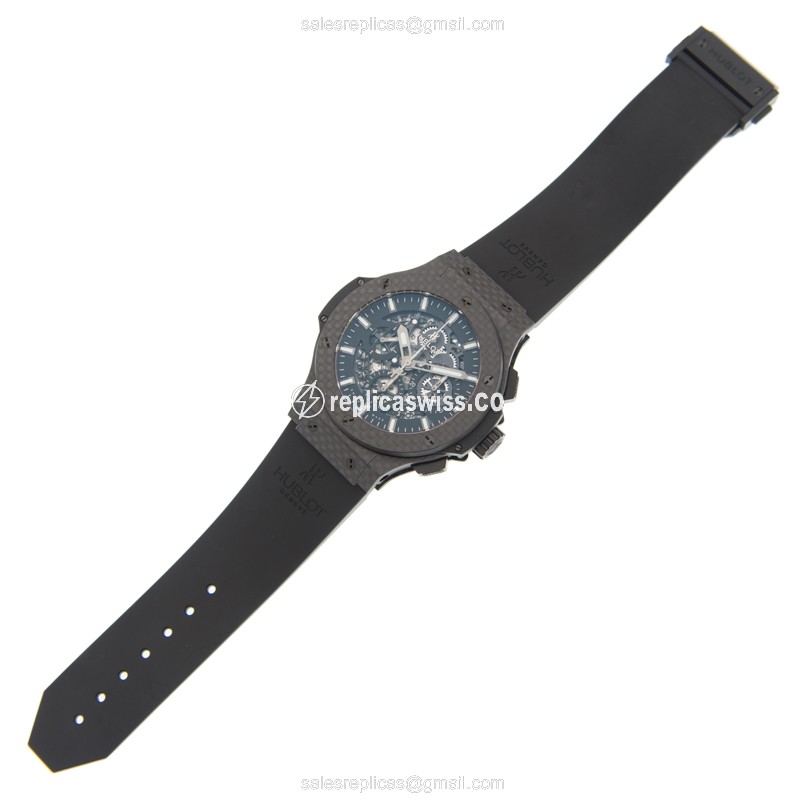 Hublot BIG BANG Replica - Automatic - Carbon Fiber Case - Black Dial - Rubber Strap - View 2