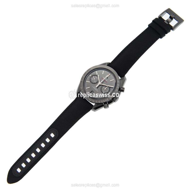 Omega Speedmaster Replica - Automatic - Ceramic Case - Black Dial - Nylon Black Strap - View 2
