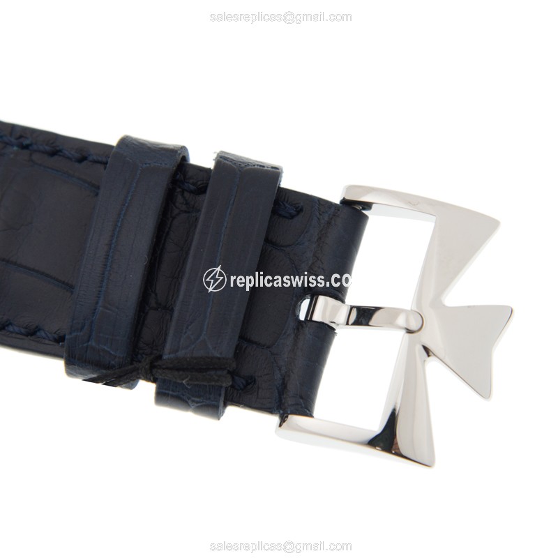 Vacheron Constantin Historiques 82035/000P-B168 - Manual Wind - 950 Platinum Case - White Dial - Blue Alligator Strap - View 4