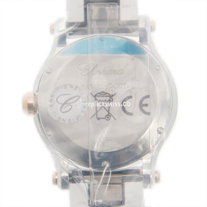 Chopard Happy Sport Quartz 18kt Rose Gold - White Dial - Rubber Strap - Buckle Clasp - View 3
