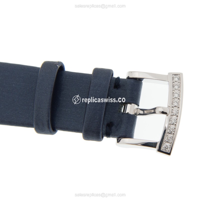 Chopard 139419-1401 Replica - Auto - 18kt White Gold - Diamond - Silver Dial - Blue Silk Strap - View 4