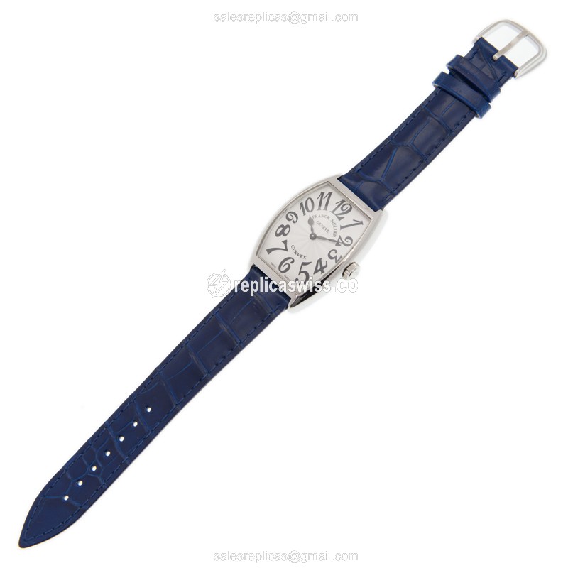 Franck Muller 2852 B QZ Curvex Quartz - Silver Dial, Alligator Blue Strap - View 2