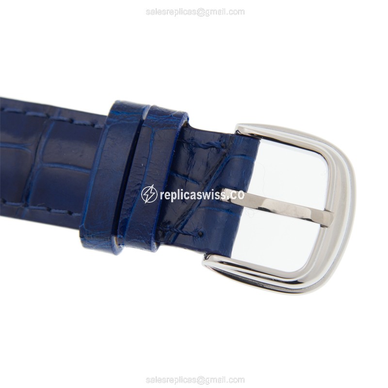 Franck Muller 2852 B QZ Curvex Quartz - Silver Dial, Alligator Blue Strap - View 4