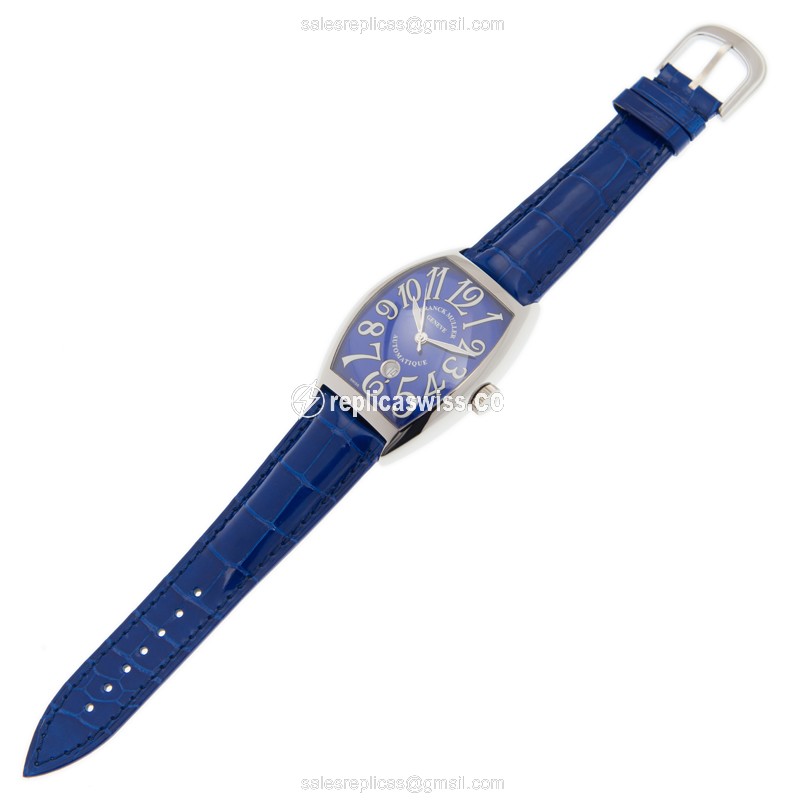 Franck Muller 8880 B SC DT Replica - Blue Dial - Automatic - Stainless Steel - Blue Alligator Buckle - View 2