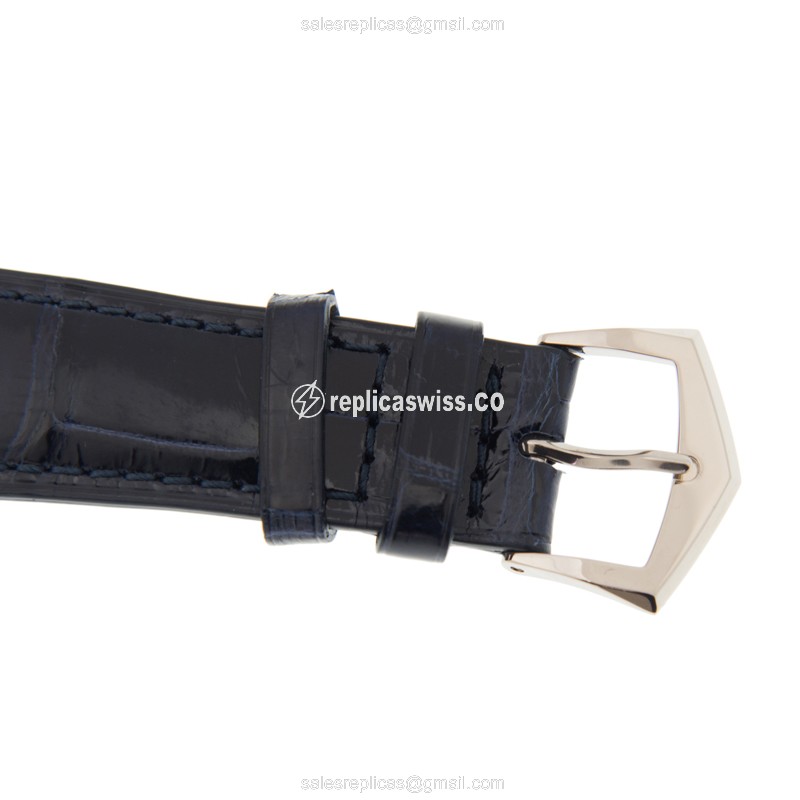 Patek Philippe Calatrava 5296G-001 - Automatic 18kt Gold - White Dial - Blue Alligator Buckle - View 4