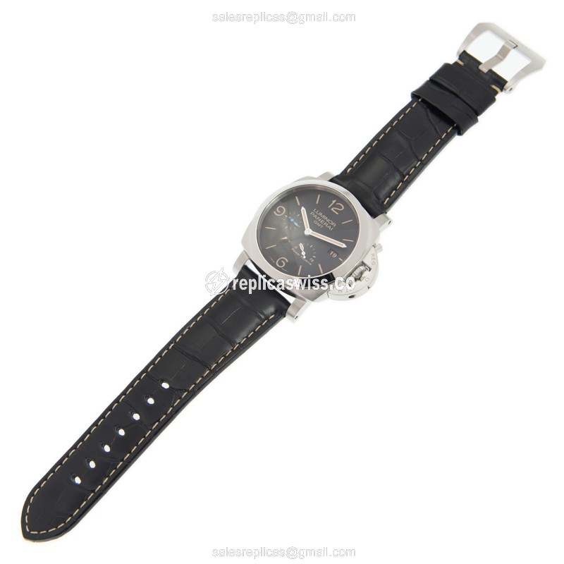 Panerai PAM01321 LUMINOR - Automatic - Black Dial - Steel Case - Black Alligator Strap - Buckle Clasp - View 2