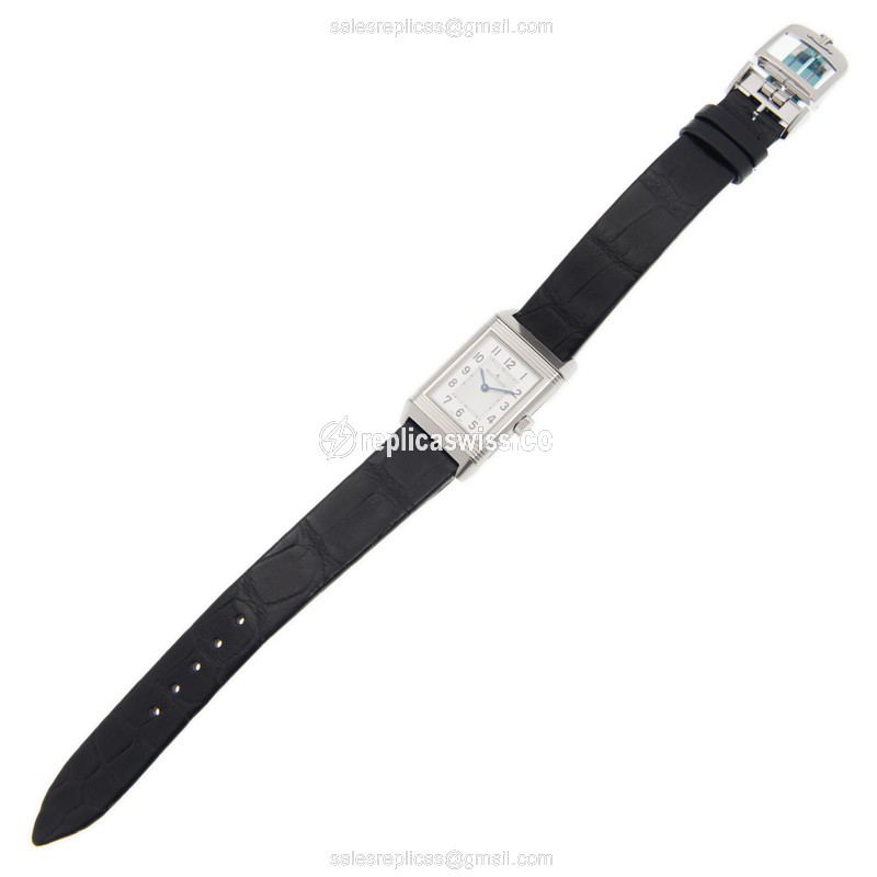 Jaeger-Lecoultre Q2618430 REVERSO Quartz - Silver Dial - Steel Case - Black Leather Strap - View 2