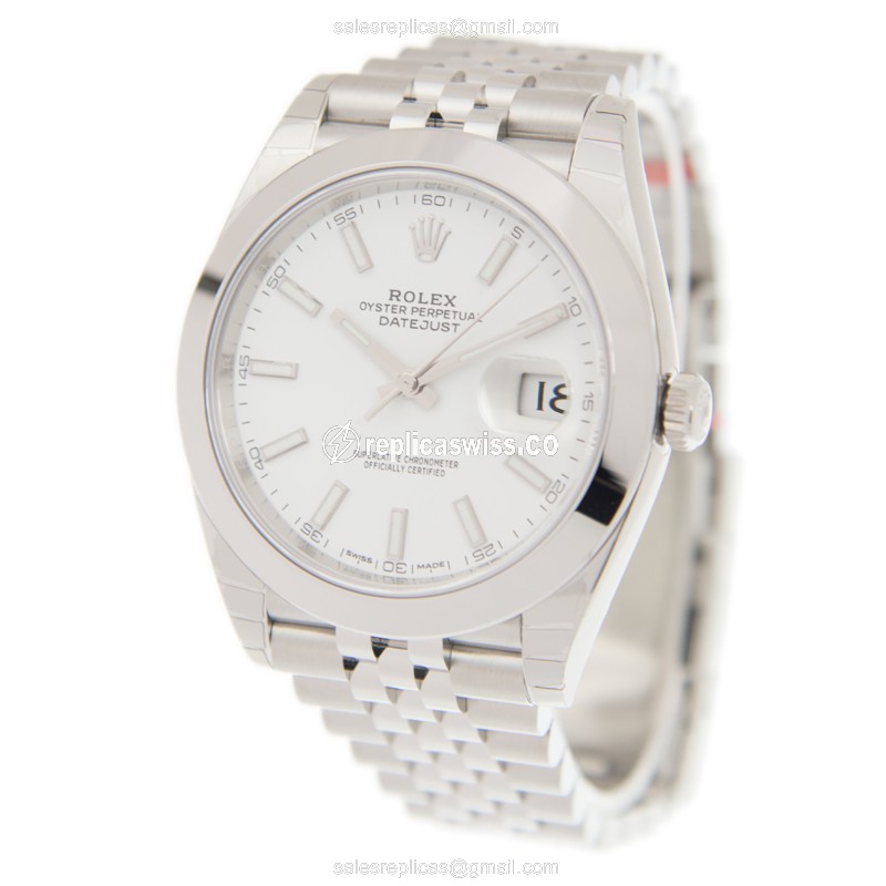 Rolex DATEJUST Replica - Automatic - Steel Case, White Dial, Silver Clasp - View 3