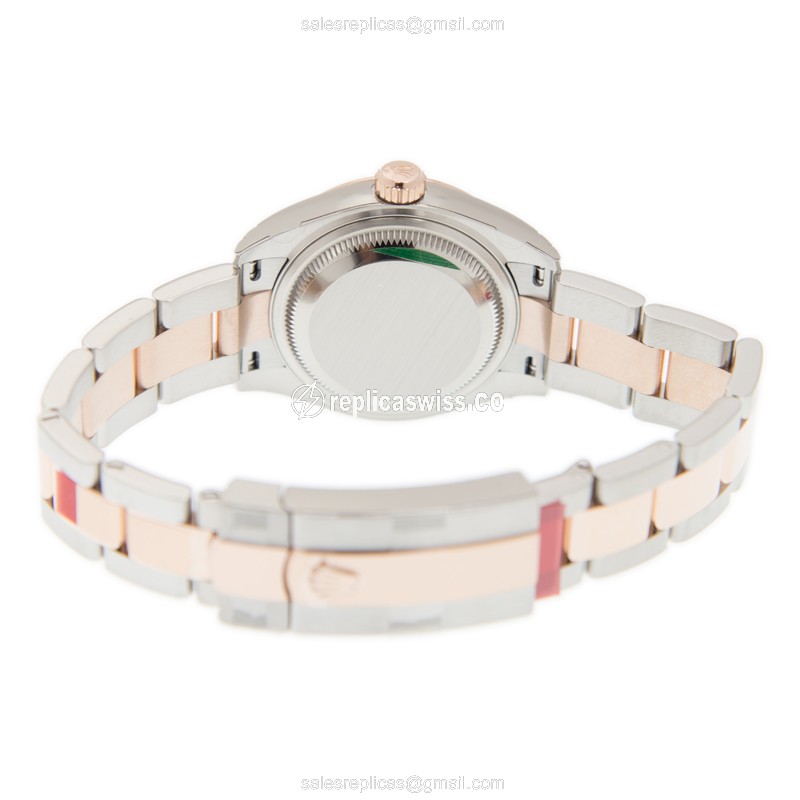 Rolex Datejust Replica - Automatic - 18kt Rose Gold & Steel Case - Brown Dial on Yellow Steel Strap - View 4