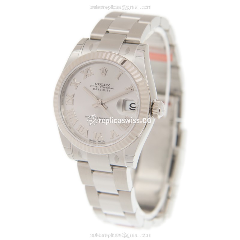 Rolex Lady Datejust Replica - Automatic - White Gold & Steel - Silver Dial - Steel Strap - View 3