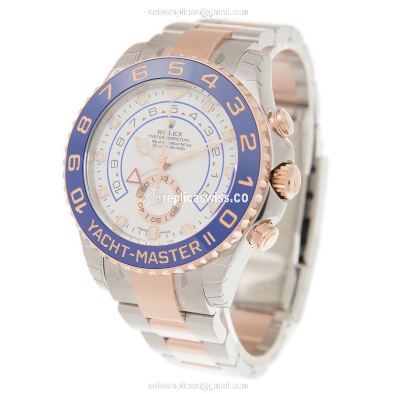 Rolex Yacht Master II Replica - Automatic - 18kt Rose Gold & Steel Case - White Dial - View 3