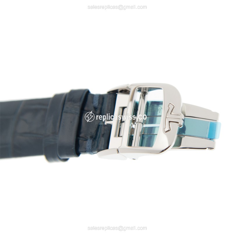 Jaeger-Lecoultre Rendez-Vous Replica - Automatic - Steel Case - Silver Dial - Blue Alligator Strap - View 4