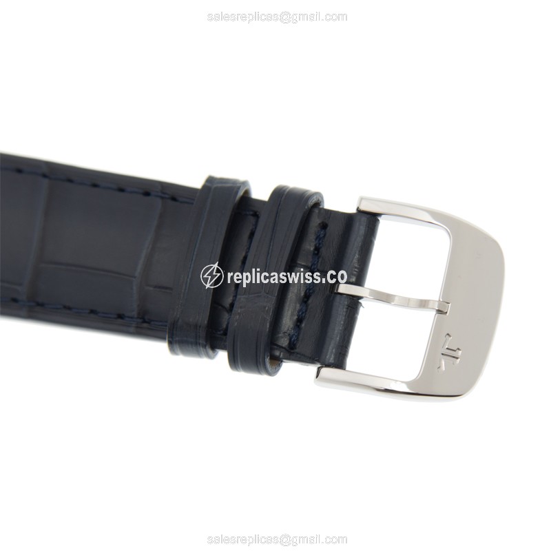 Jaeger-Lecoultre Q1538530 Replica - Ultra Thin Automatic - Silver Dial - Blue Strap - Sapphire Crystal - View 4