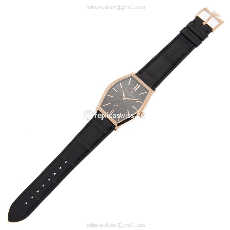 Vacheron Constantin 82230/000R-9716 MALTE - Manual Wind - 18kt Rose Gold - Black Dial - Buckle Clasp - Black Alligator Strap - View 2