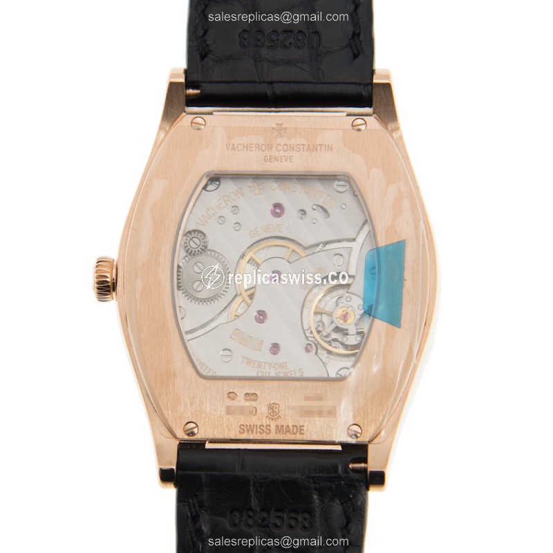 Vacheron Constantin 82230/000R-9716 MALTE - Manual Wind - 18kt Rose Gold - Black Dial - Buckle Clasp - Black Alligator Strap - View 3