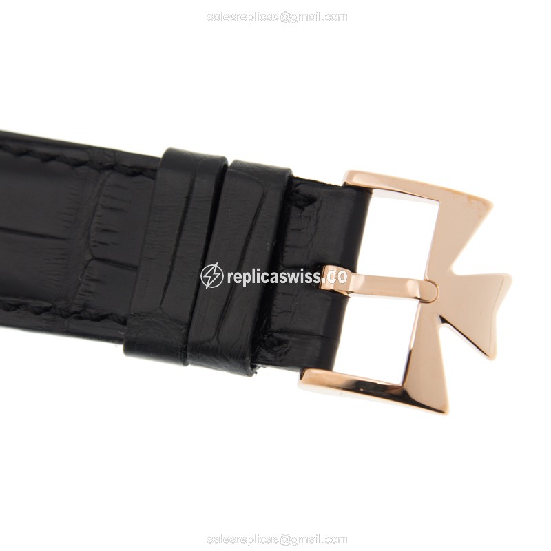 Vacheron Constantin 82230/000R-9716 MALTE - Manual Wind - 18kt Rose Gold - Black Dial - Buckle Clasp - Black Alligator Strap - View 4