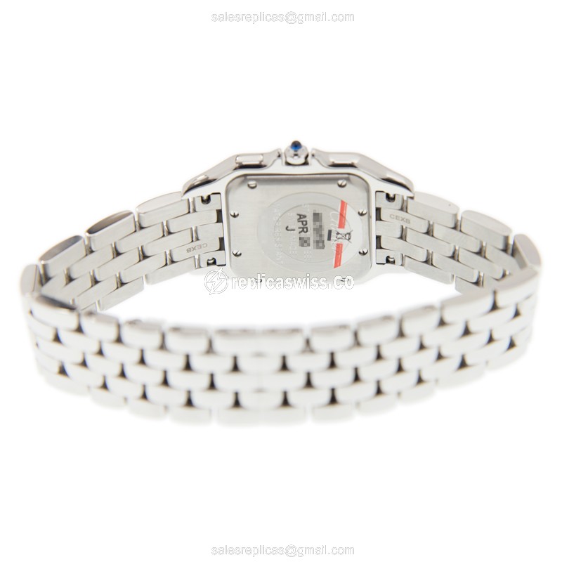 Cartier PANTHeRE Quartz Steel Watch - Silver Dial - Steel Strap - Clasp - View 4