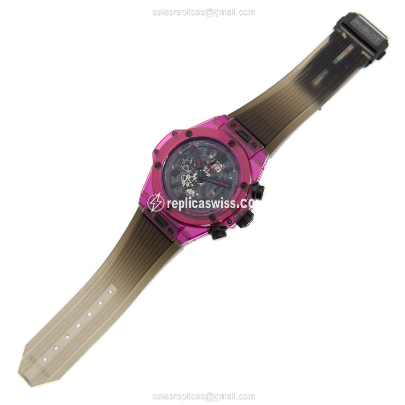 Hublot BIG BANG Replica - Automatic - Crystal Case - Black Dial - Rubber Strap - View 2